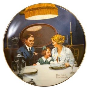 Limited Edition Norman Rockwell A Birthday Wish Collectible Plate